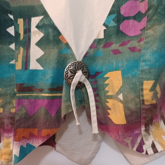 Boho Western Rainbow Crop Vintage Tassle Crop Collar Rodeo Jacket Banjo M - Picture 6 of 9